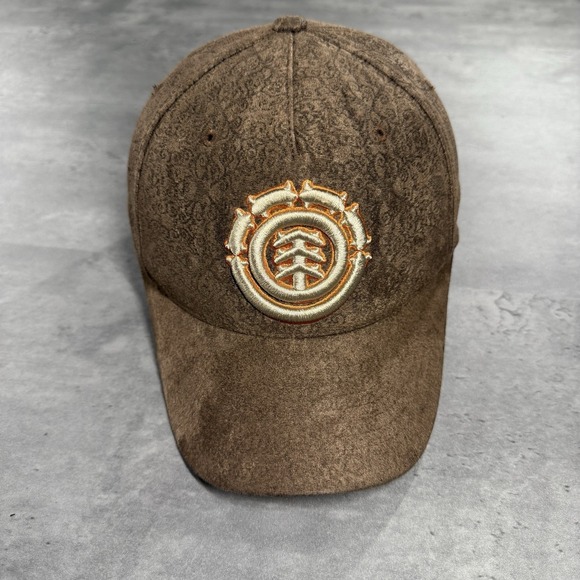 Element Skateboards Hat Brown Baseball Cap Flex Fit Jacquard Suede Skate Y2K 90s - Picture 1 of 8